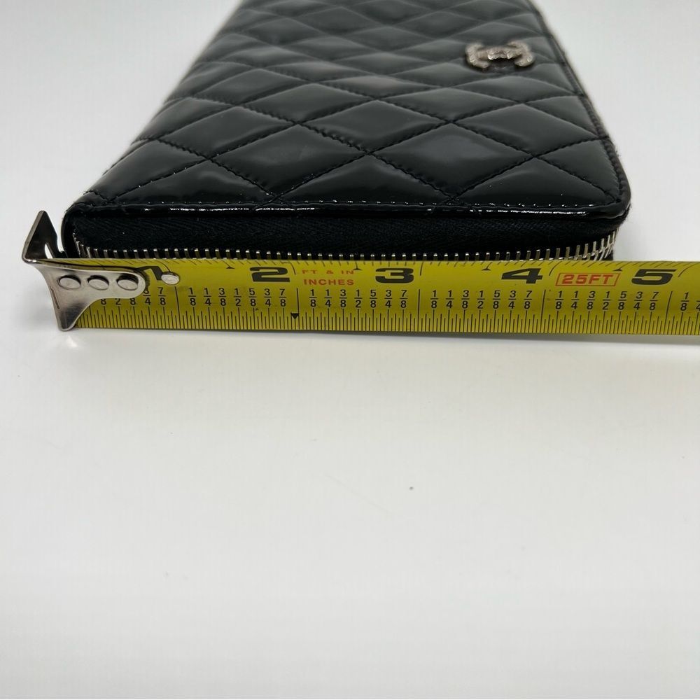 Chanel Quilted Black Patent Leather Zip Around Wallet - Picture 8 of 9